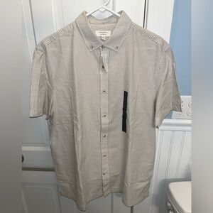 Banana Republic Short Sleeve Button Up Whiskey(tan) Stripe Size Large NWT